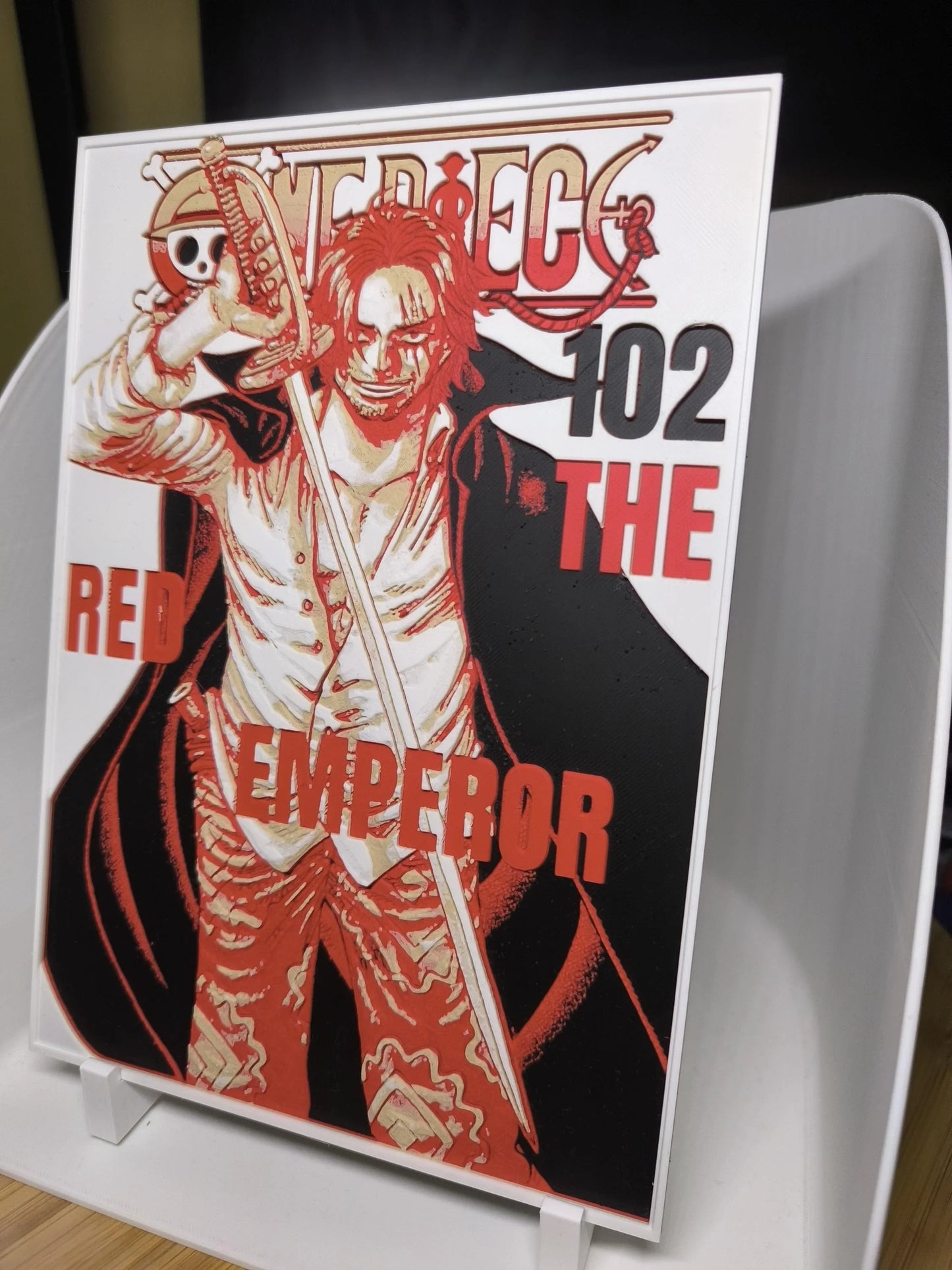 Poster du personnage Shanks le Red Emperor de One Piece 102 avec sabre et manteau noir
