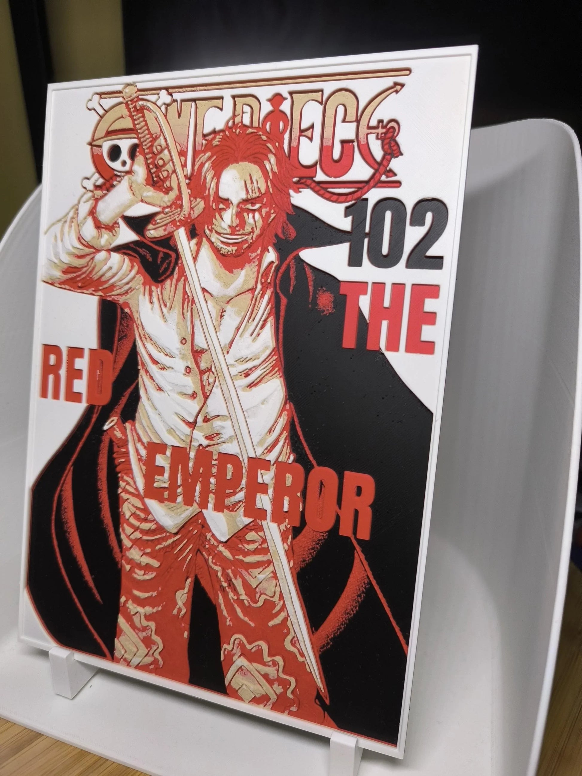 Poster du personnage Shanks le Red Emperor de One Piece 102 avec sabre et manteau noir