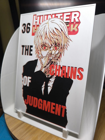 Couverture manga Hunter x Hunter tome 36 featuring personnage blanc avec cheveux et chaînes sur le visage