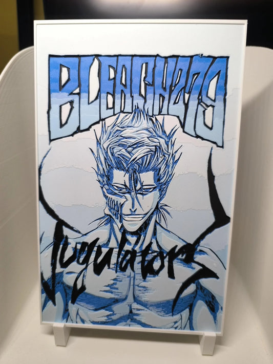 Illustration manga Bleach version Vizard avec titre Bleach Vizard Regulators bleu et noir