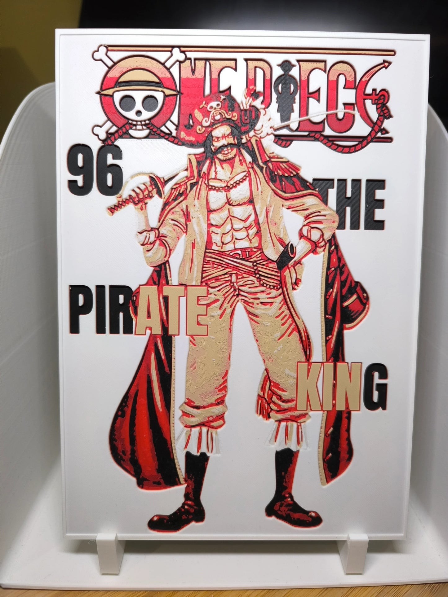 Illustration One Piece du roi pirate Ace avec long manteau rouge sur fond blanc