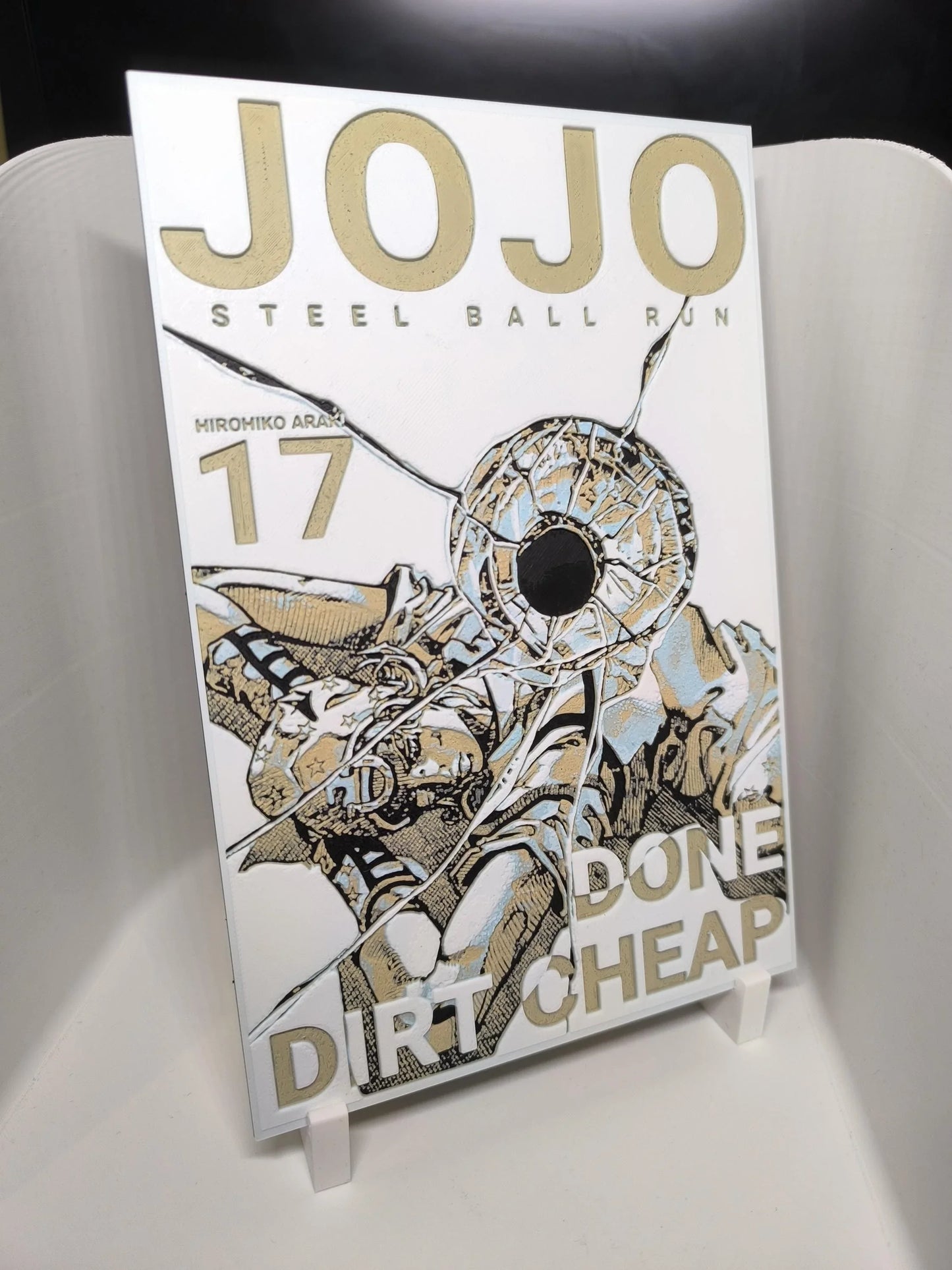 Couverture manga JoJo's Steel Ball Run tome 17 avec illustration détaillée et texte en or sur fond blanc